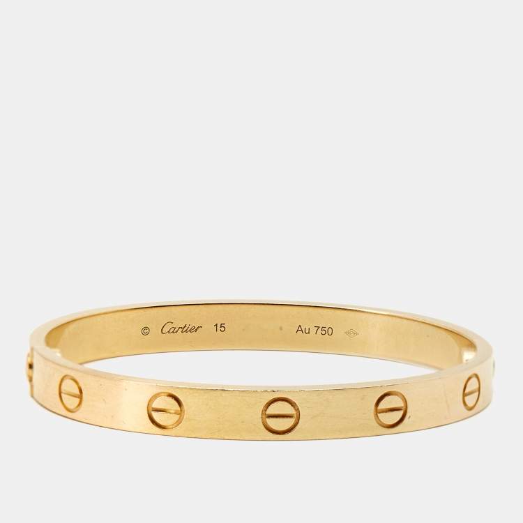 Pre Owned Cartier Love 18k Yellow Gold Bracelet 15