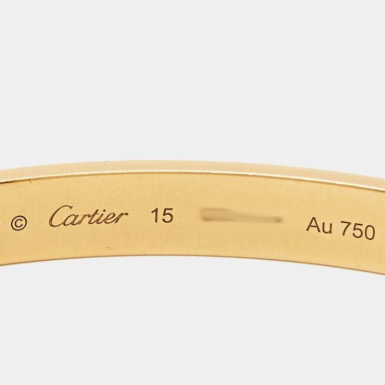 Pre Owned Cartier Love 18k Yellow Gold Bracelet 15