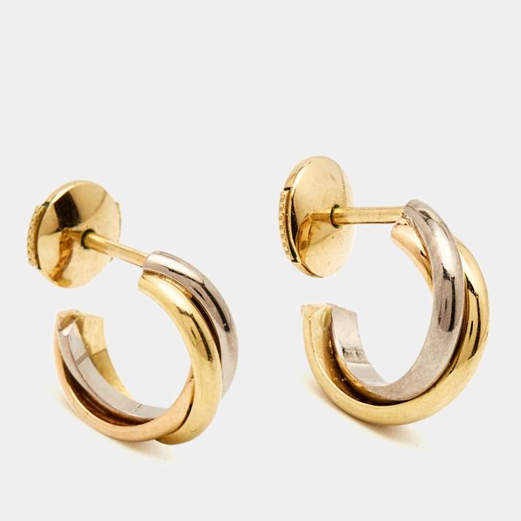 Pre Owned Cartier Trinity 18k Three Tone Gold Earrings