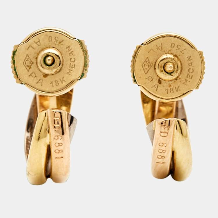 Pre Owned Cartier Trinity 18k Three Tone Gold Earrings