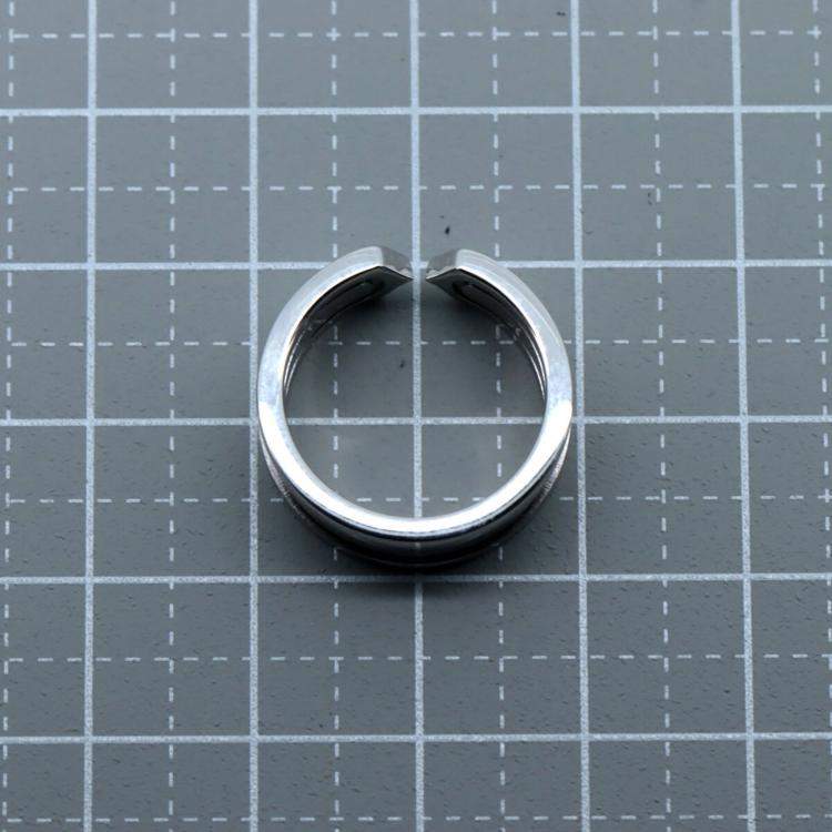 Pre Owned Cartier 18K White Gold and Diamond Double C de Cartier Band Ring EU 49