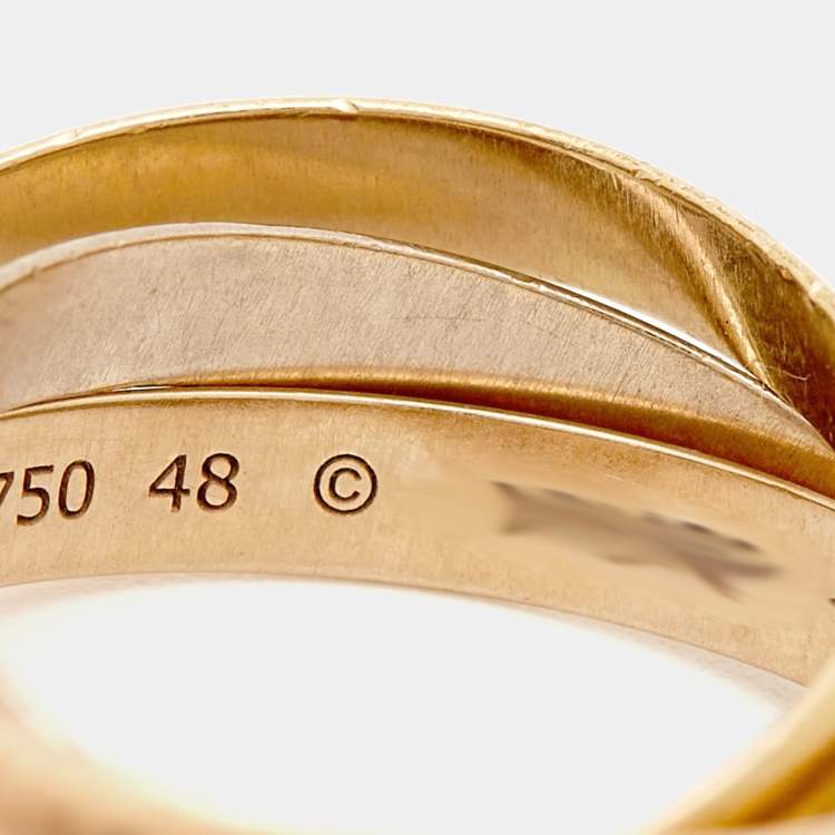 Pre Owned Cartier Trinity De Cartier Three Tone 18k Gold Rolling Band Ring Size 48