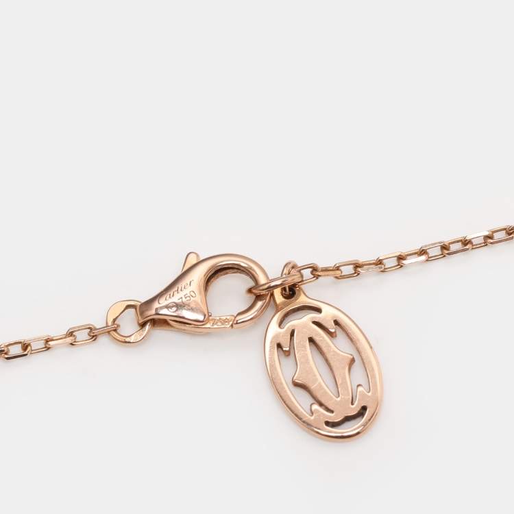 Pre Owned Cartier D'Amour Diamond 18k Rose Gold Small Model Chain Necklace