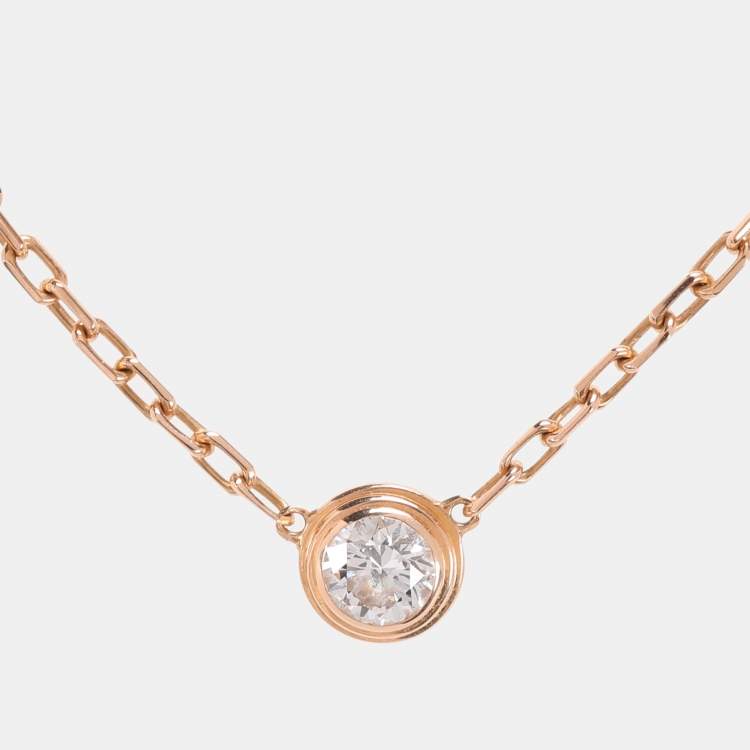 Pre Owned Cartier D'Amour Diamond 18k Rose Gold Small Model Chain Necklace