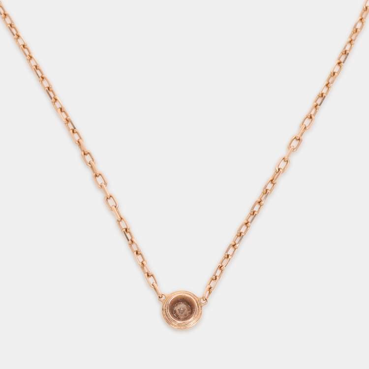 Pre Owned Cartier D'Amour Diamond 18k Rose Gold Small Model Chain Necklace