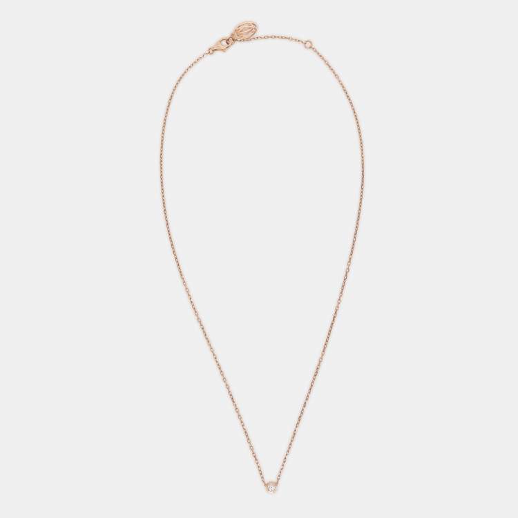 Pre Owned Cartier D'Amour Diamond 18k Rose Gold Small Model Chain Necklace