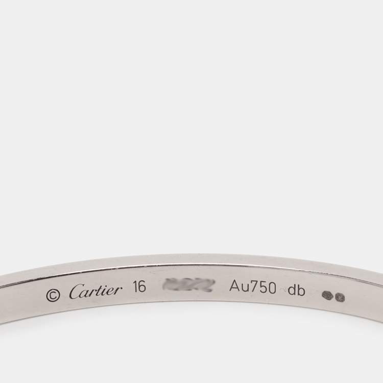 Pre Owned Cartier Love 18k White Gold Bangle Bracelet 16