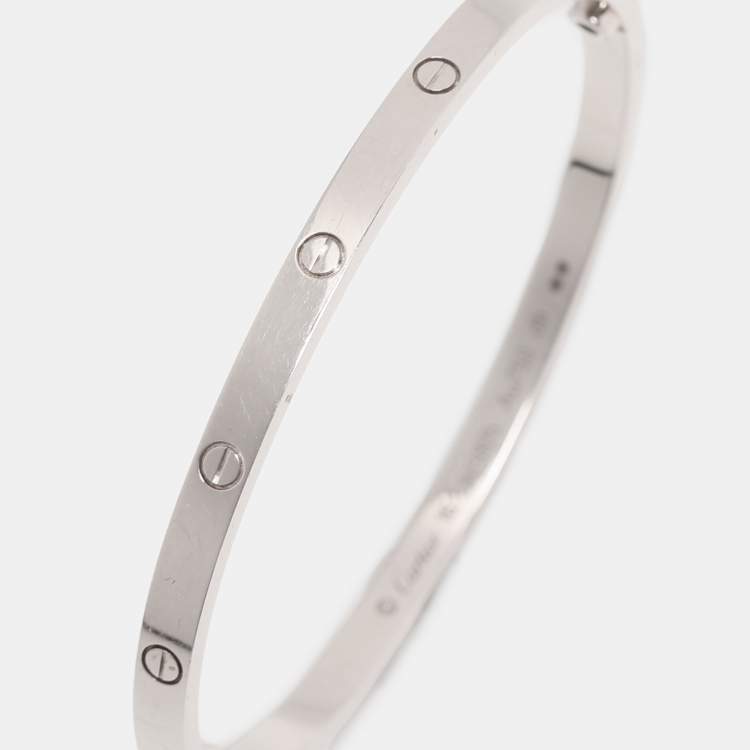 Pre Owned Cartier Love 18k White Gold Bangle Bracelet 16
