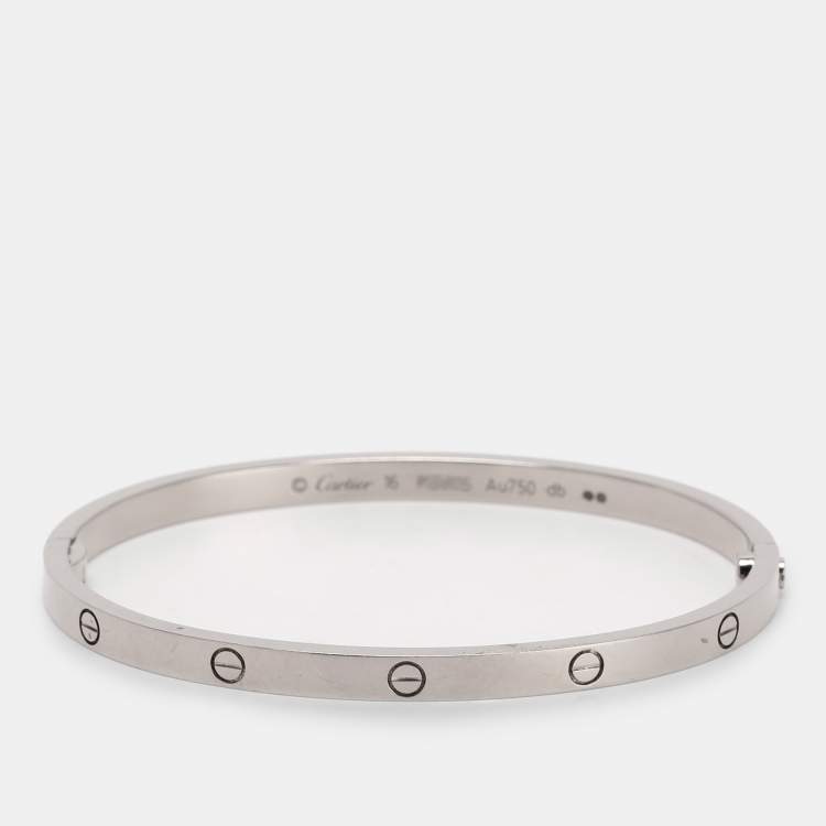 Pre Owned Cartier Love 18k White Gold Bangle Bracelet 16