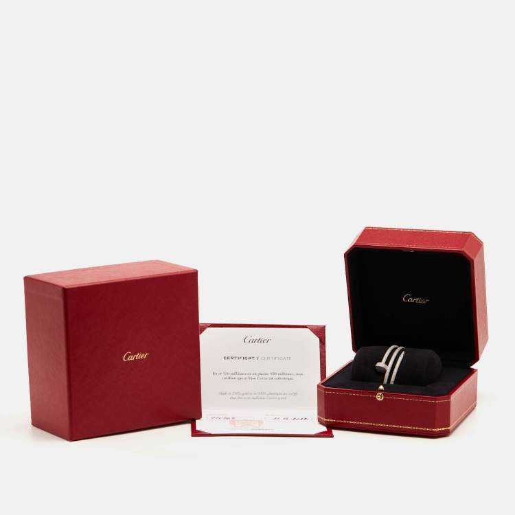 Pre Owned Cartier Juste Un Clou Double Half Paved DIamonds 18k White Gold Bracelet 16