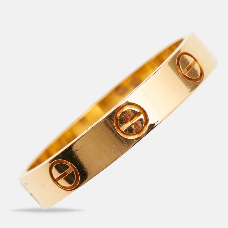Pre Owned Cartier Love 18k Yellow Gold Small Model Band Ring Size 57