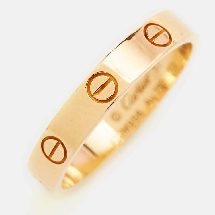 Pre Owned Cartier Love 18k Yellow Gold Small Model Band Ring Size 57