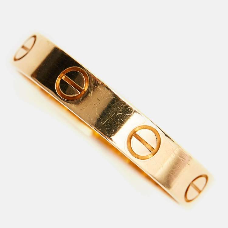 Pre Owned Cartier Love 18k Yellow Gold Small Model Band Ring Size 57