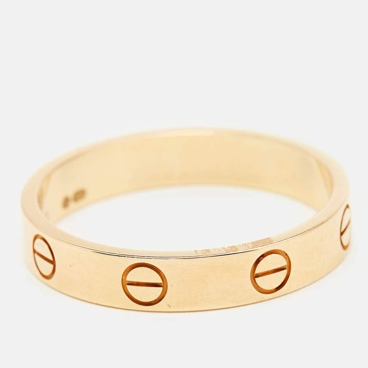 Pre Owned Cartier Love 18k Yellow Gold Small Model Band Ring Size 57