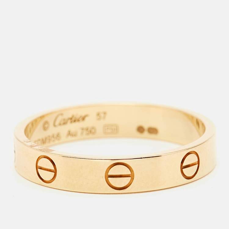 Pre Owned Cartier Love 18k Yellow Gold Small Model Band Ring Size 57