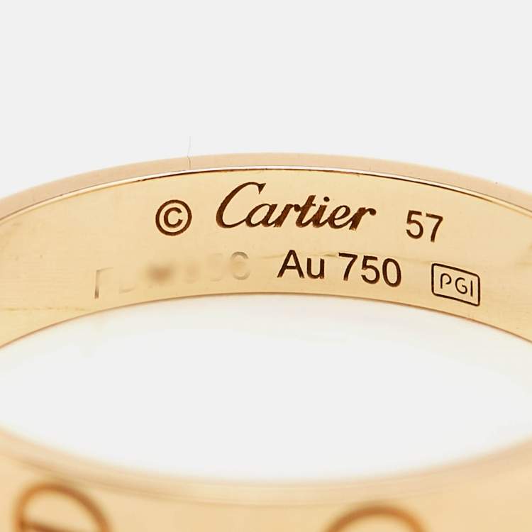 Pre Owned Cartier Love 18k Yellow Gold Small Model Band Ring Size 57
