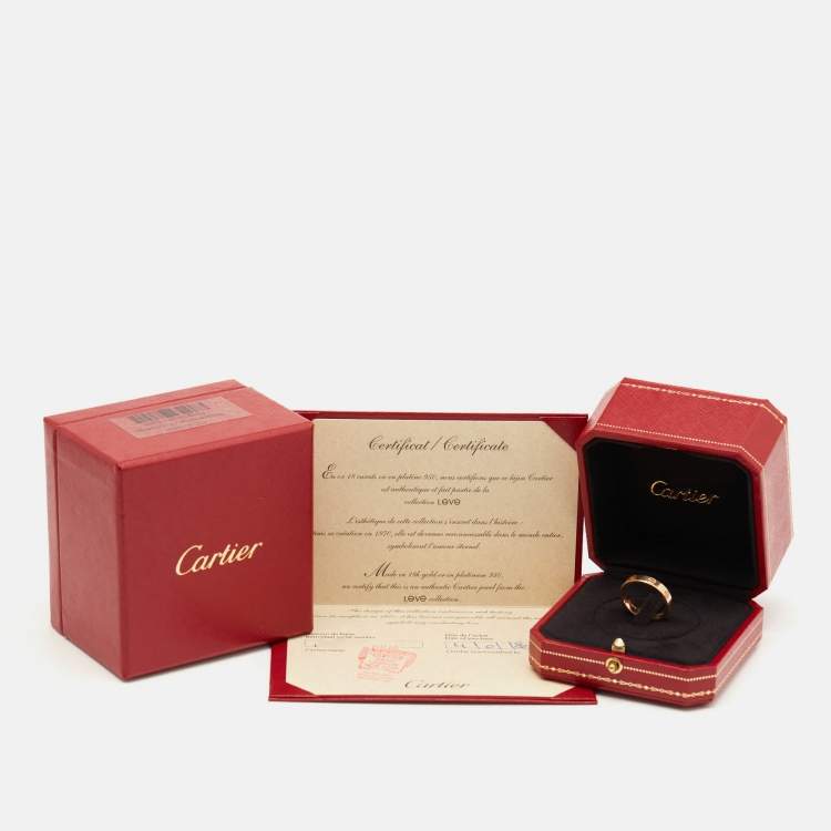 Pre Owned Cartier Love 18k Yellow Gold Small Model Band Ring Size 57