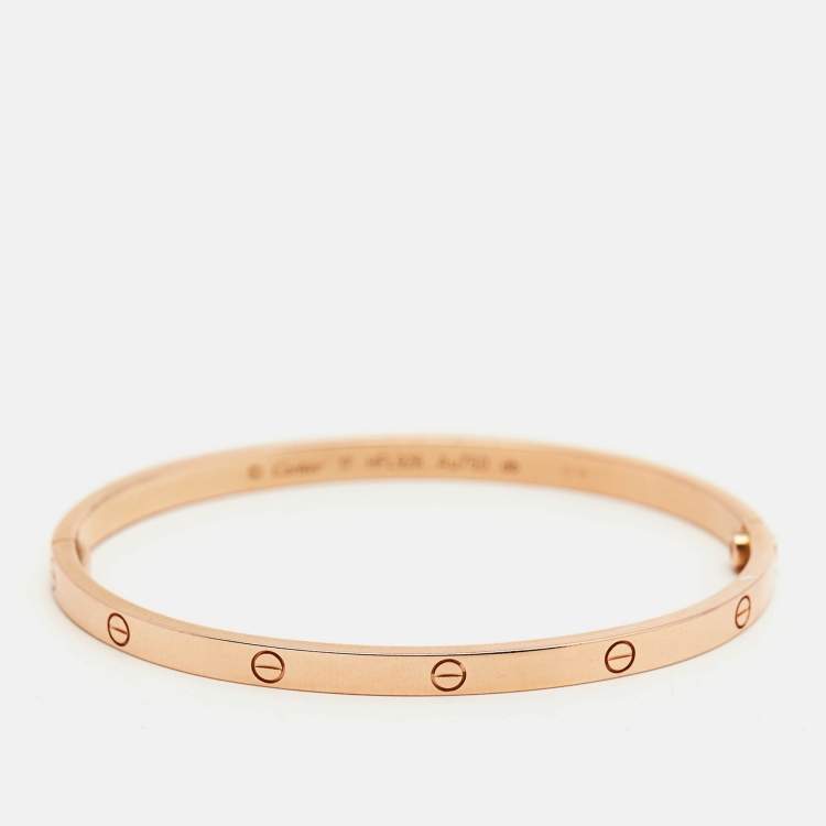 Pre Owned Cartier Love 18k Rose Gold Small Model Bracelet 17