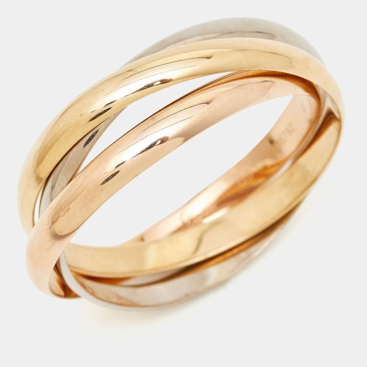 Pre Owned Cartier Trinity 18k Three Tone Gold Bangle Bracelet GD