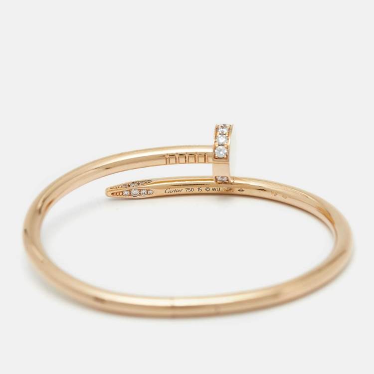 Pre Owned Cartier Juste Un Clou Diamonds 18k Rose Gold Bracelet 15
