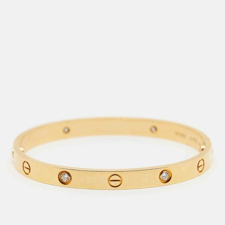 Pre Owned Cartier Love 4 Diamond 18k Yellow Gold Bracelet 18