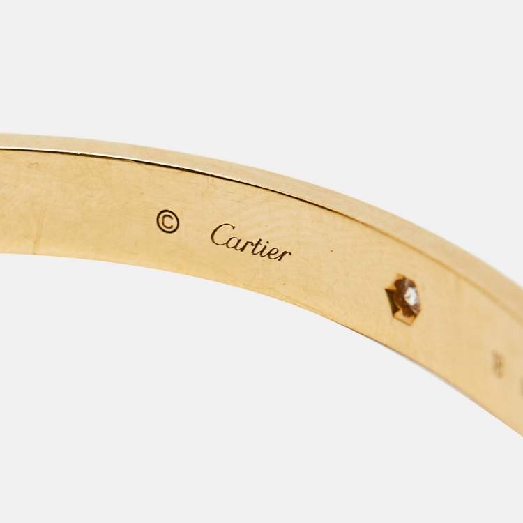 Pre Owned Cartier Love 4 Diamond 18k Yellow Gold Bracelet 18