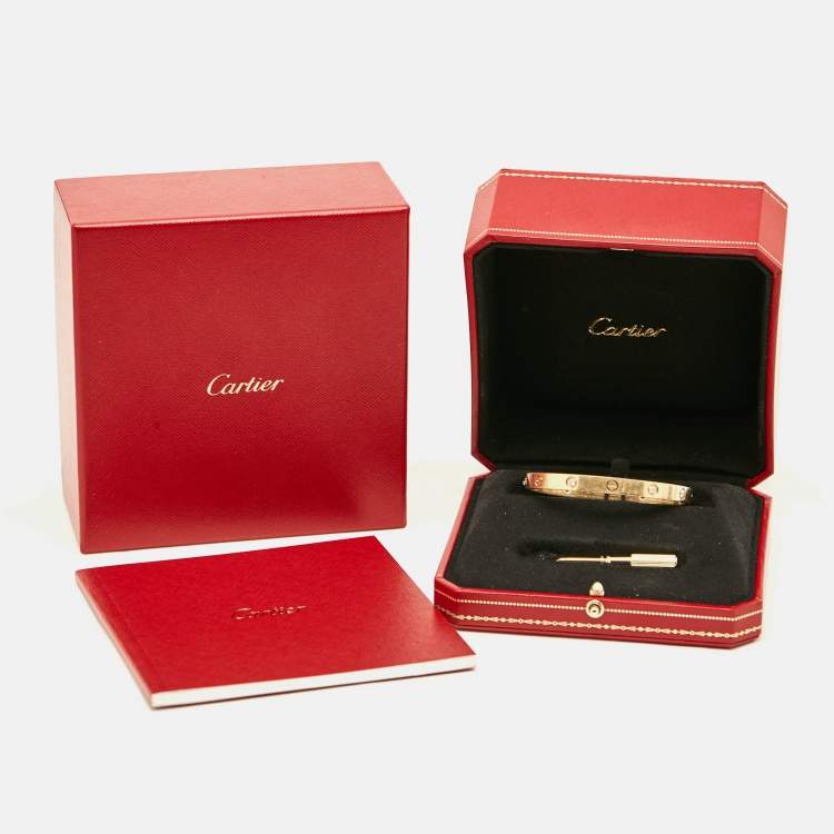 Pre Owned Cartier Love 4 Diamond 18k Yellow Gold Bracelet 18
