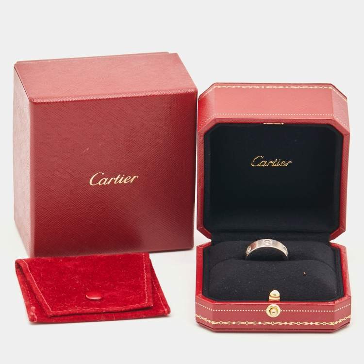 Pre Owned Cartier Love 3 Diamond 18k White Gold Ring Size 54