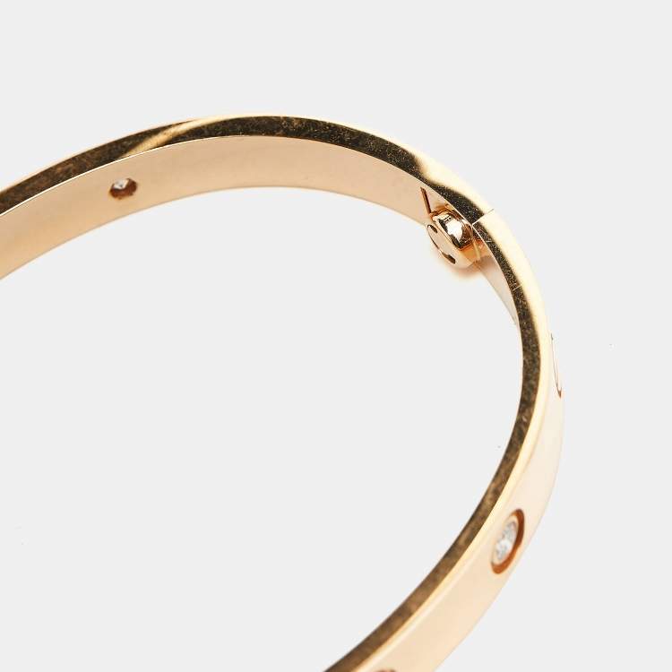 Pre Owned Cartier Love 4 Diamonds 18k Rose Gold Bracelet 16