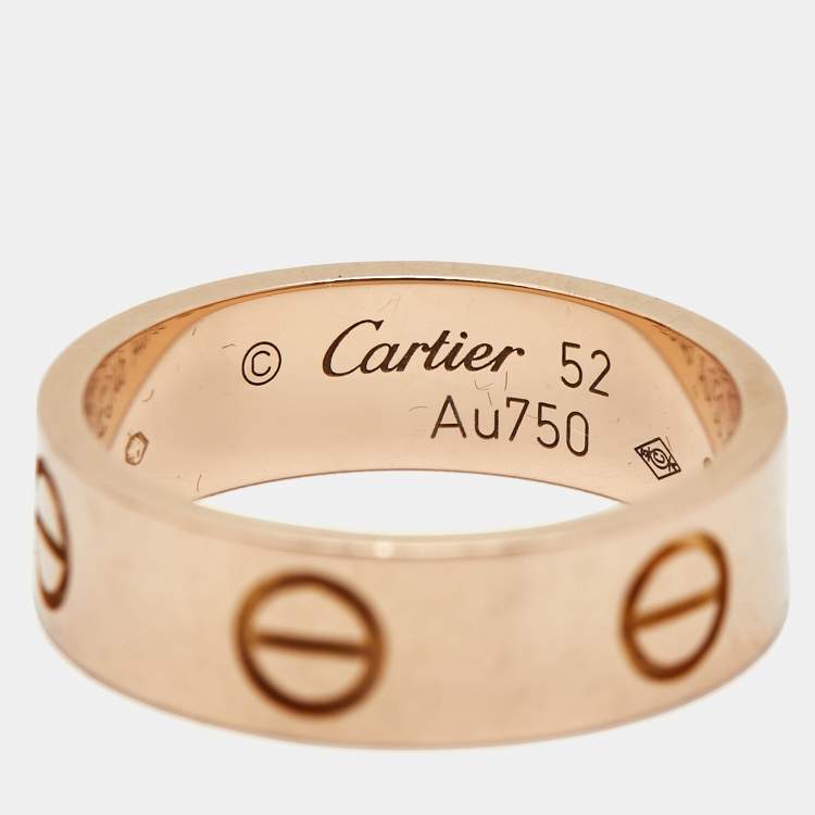 Pre Owned Cartier Love 18K Rose Gold Band Ring Size 52