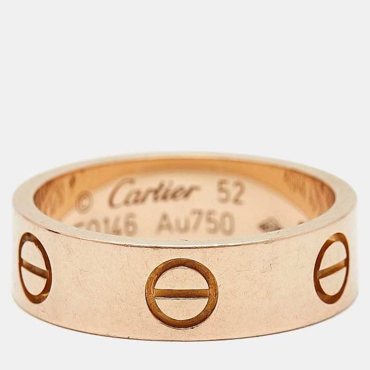 Pre Owned Cartier Love 18K Rose Gold Band Ring Size 52