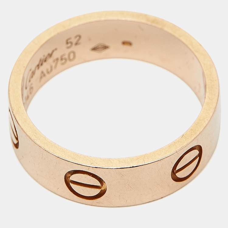 Pre Owned Cartier Love 18K Rose Gold Band Ring Size 52