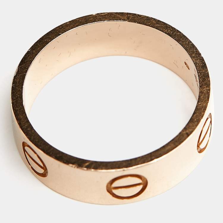 Pre Owned Cartier Love 18K Rose Gold Band Ring Size 52