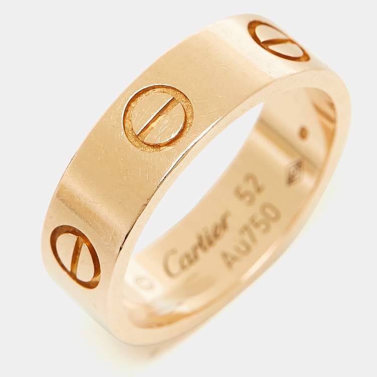Pre Owned Cartier Love 18K Rose Gold Band Ring Size 52