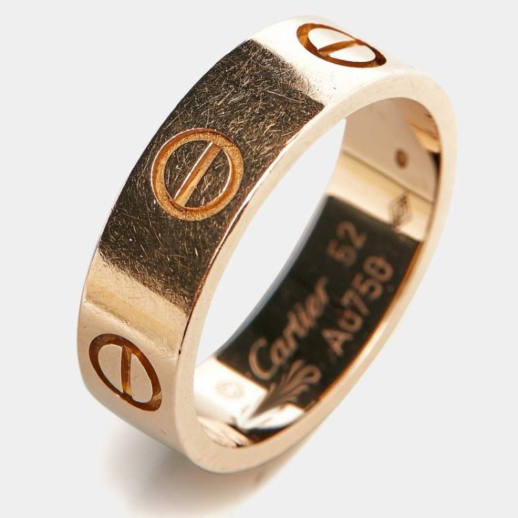Pre Owned Cartier Love 18K Rose Gold Band Ring Size 52