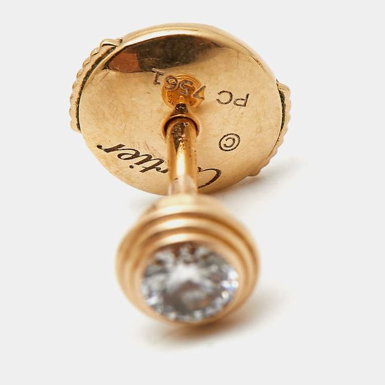 Pre Owned Cartier D'Amour Diamond 18K Rose Gold Medium Model Stud Earrings