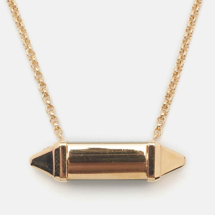 Pre Owned Cartier Les Berlingots de Cartier Malachite Diamonds 18k Yellow Gold Necklace