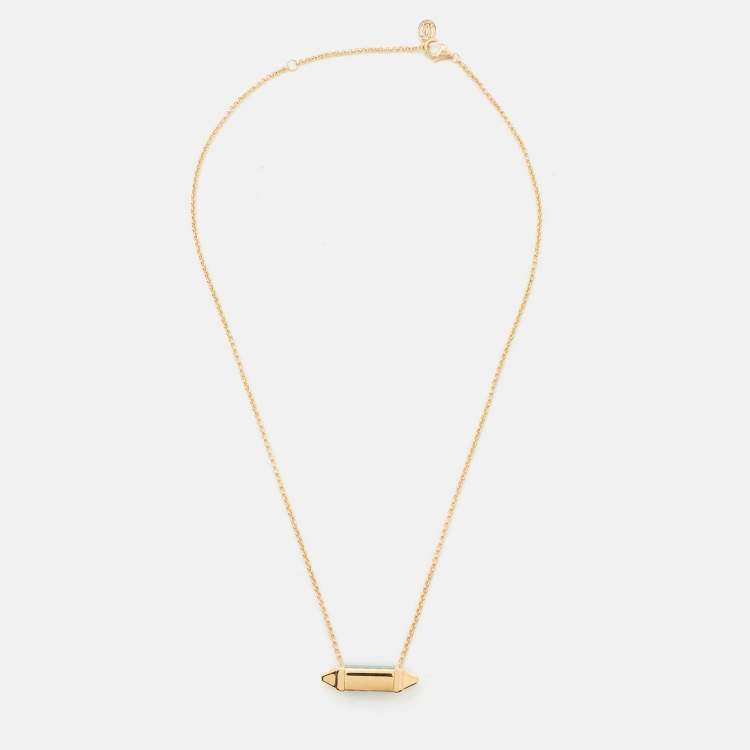 Pre Owned Cartier Les Berlingots de Cartier Malachite Diamonds 18k Yellow Gold Necklace