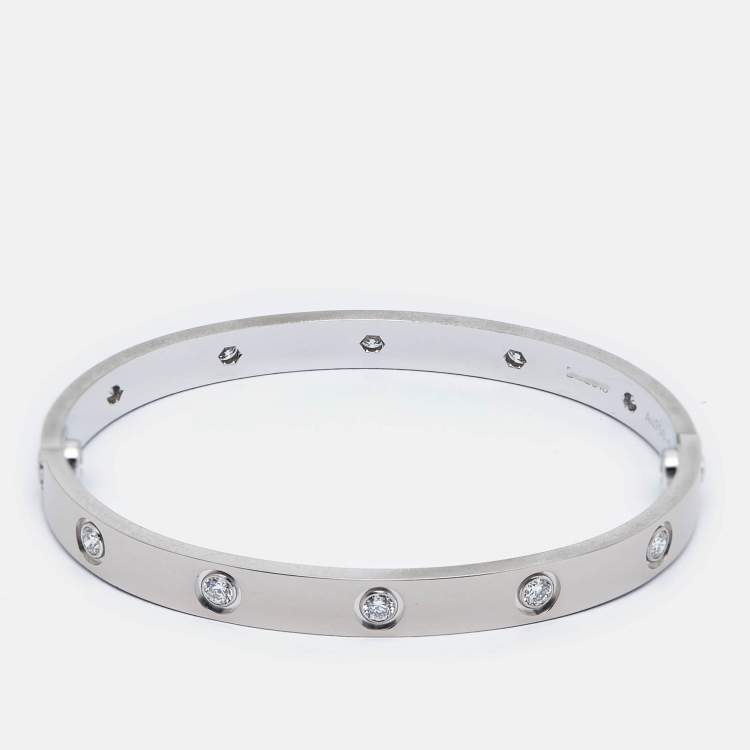 Pre Owned Cartier Love 10 Diamonds 18k White Gold Bracelet 17