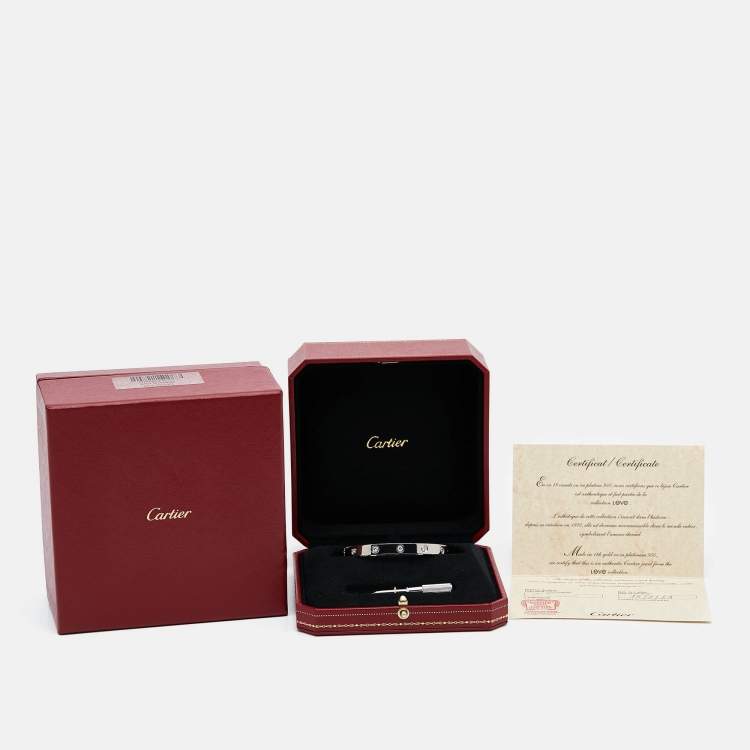 Pre Owned Cartier Love 10 Diamonds 18k White Gold Bracelet 17