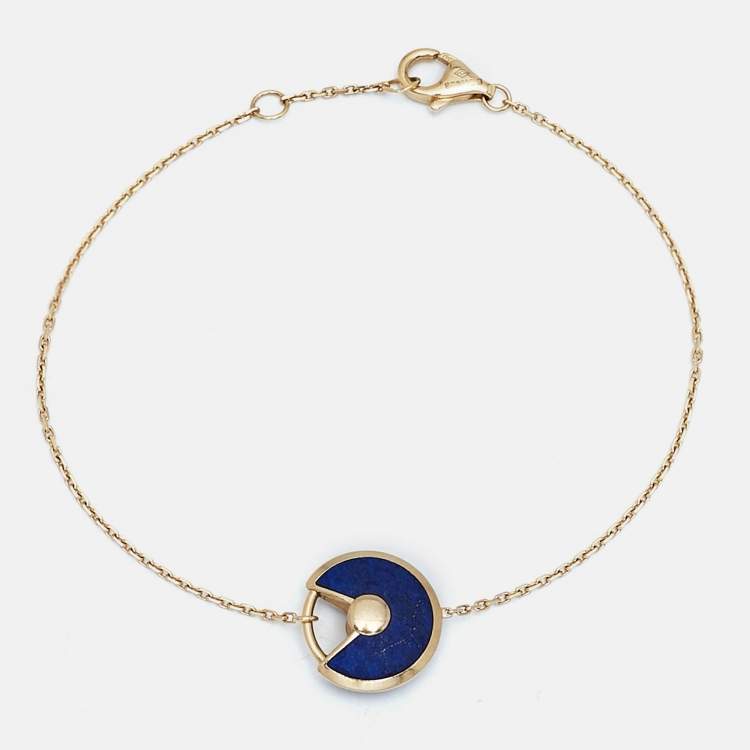 Pre Owned Cartier Amulette De Cartier  Diamond, Lapis Lazuli 18k Yellow Gold XS Model Bracelet
