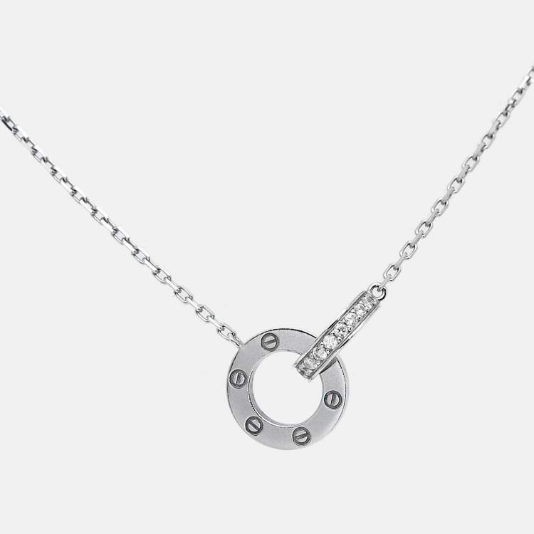 Pre Owned Cartier Love Diamond 18k White Gold Necklace