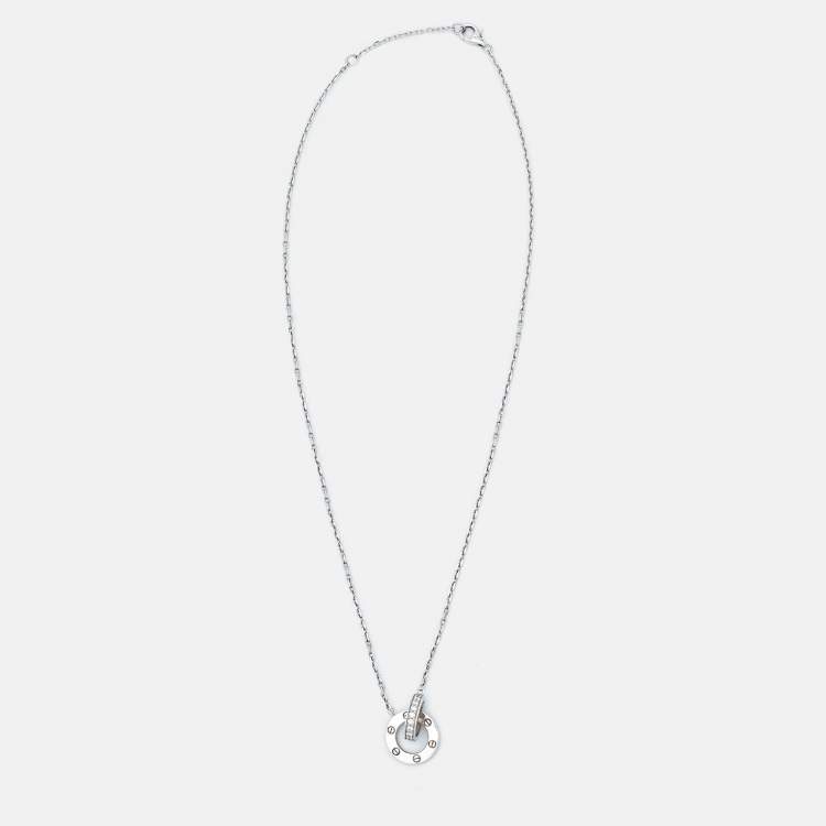 Pre Owned Cartier Love Diamond 18k White Gold Necklace