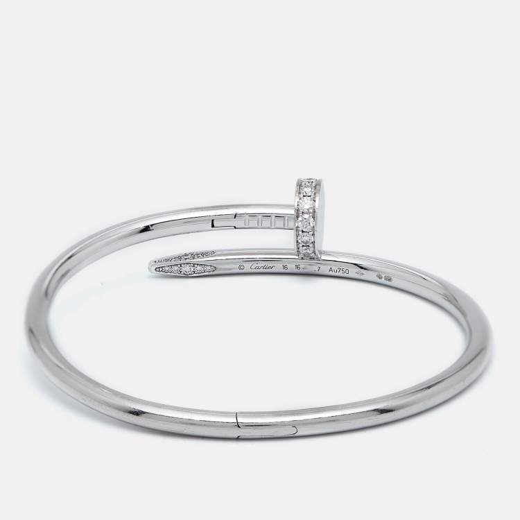 Pre Owned Cartier Juste Un Clou Diamonds 18k White Gold  Bracelet 16