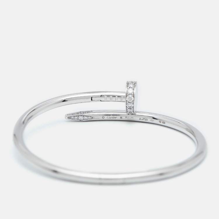 Pre Owned Cartier Juste Un Clou Diamonds 18k White Gold  Bracelet 16