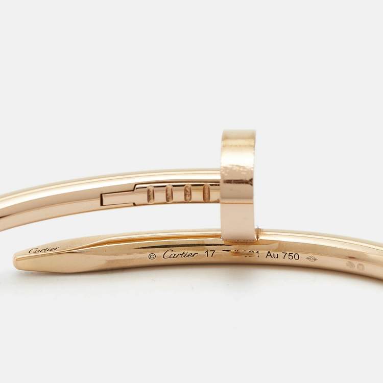 Pre Owned Cartier Juste Un Clou 18k Rose Gold Bracelet 17