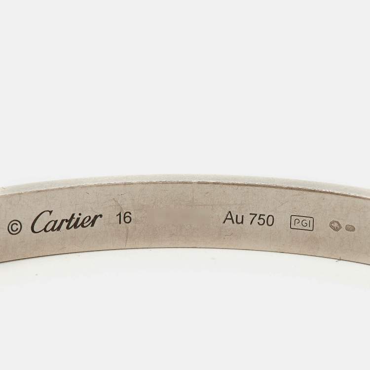 Pre Owned Cartier Love 18k White Gold Bracelet 16