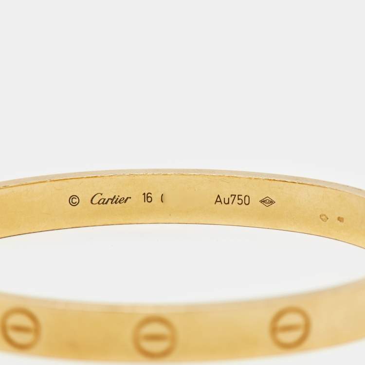 Pre Owned Cartier Love 18k Yellow Gold Bracelet 16