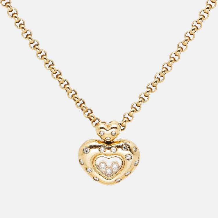 Pre Owned Chopard Happy Diamonds 18k Yellow Gold Pendant Necklace