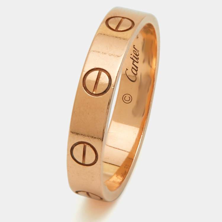 Pre Owned Cartier Love 18k Rose Gold Small Model Wedding Band Ring Size 53